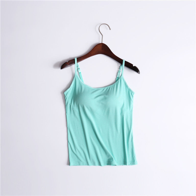 Cherise - Rosa Locker sitzendes Tanktop mit integriertem BH