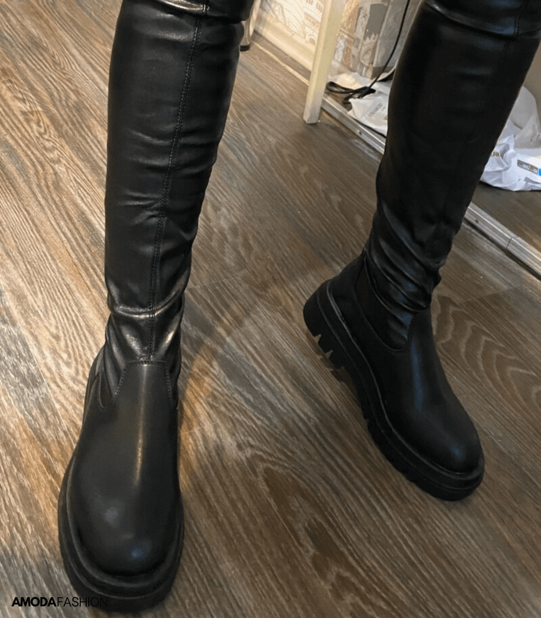 Yelizaveta | Winterstiefel aus Leder in klobiger Länge